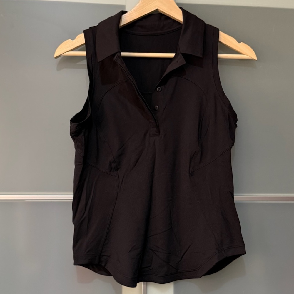 Lululemon Quick-Dry Sleeveless Polo Shirt Straight Hem, Size 2